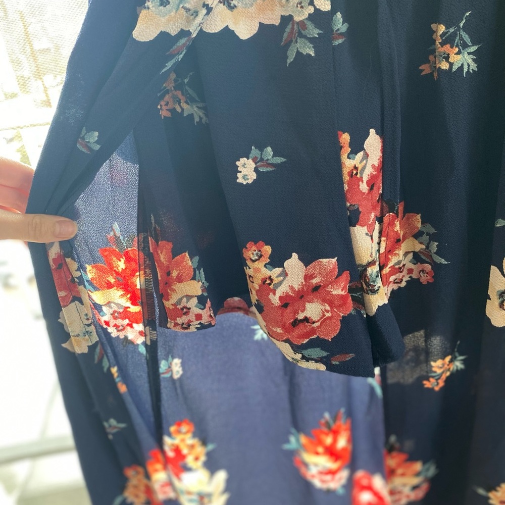 Blue Floral High- Low Dress with Shorts Dress